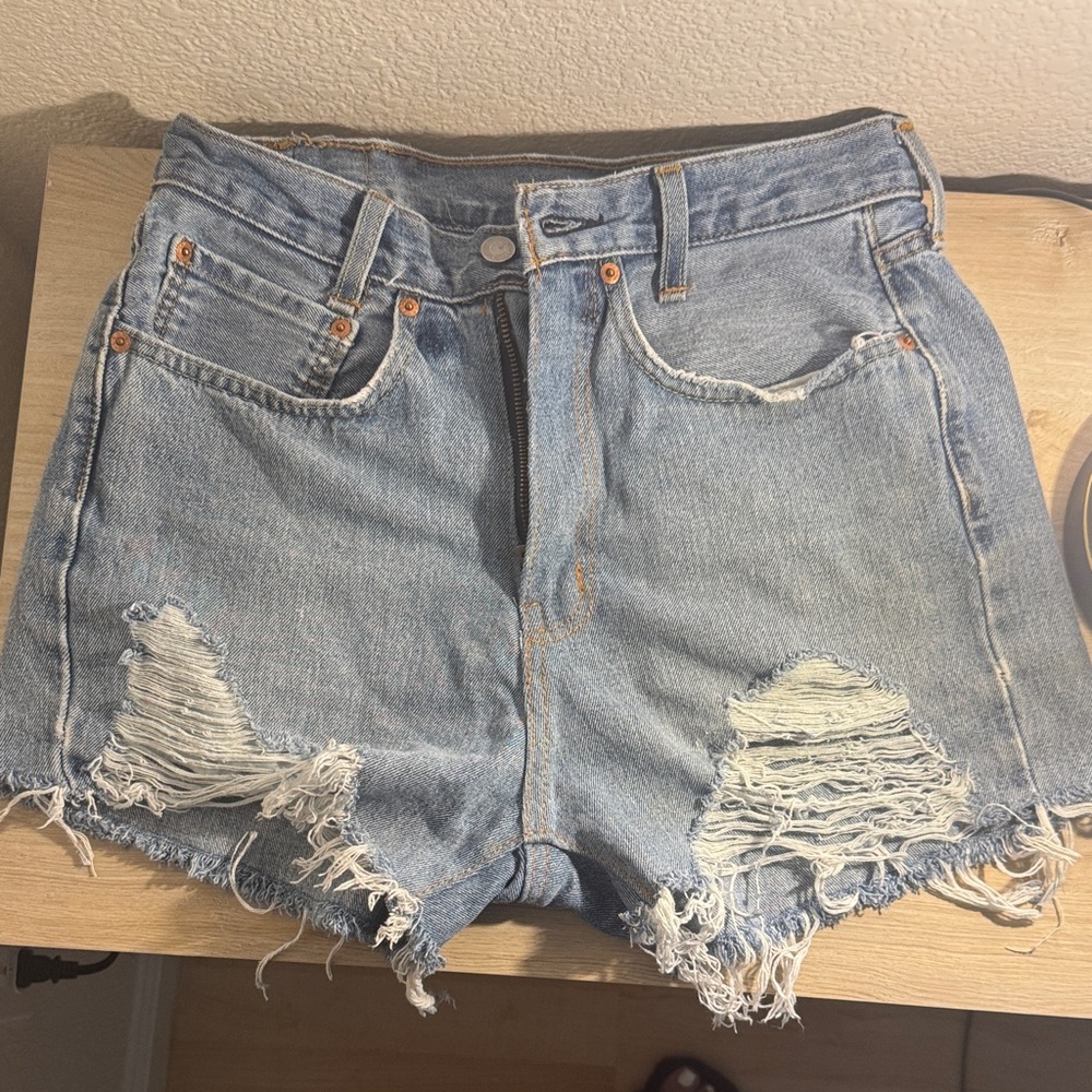 Levi's Classic Blue Ripped Jean Shorts